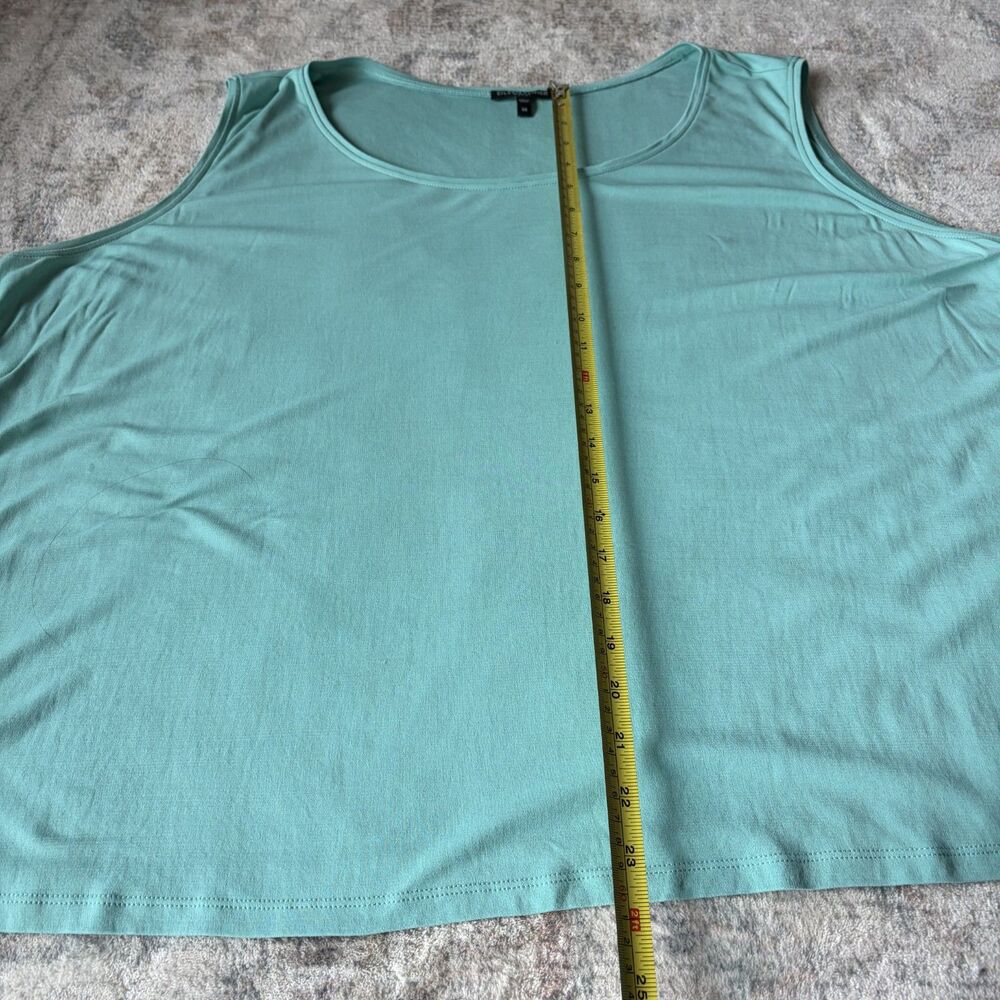 Eileen Fisher 2pc Set Draped Knit Cardigan Jacket & Silk Tank Top Blue Green 3X - Picture 7 of 8